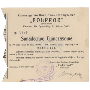 Polprod, Świadectwo tymczasowe 50x 10.000 mkp 1923
