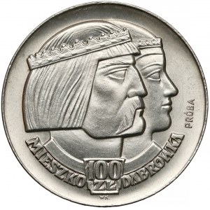 Próba NIKIEL 100 złotych 1966 Mieszko... głowy