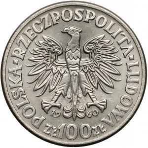 Próba NIKIEL 100 złotych 1960 Mieszko... głowy duże - nominał pod orłem