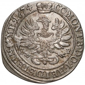 Śląsk, Ks. Oleśnickie, Sylwiusz Fryderyk, 6 krajcarów 1674 SP, Oleśnica
