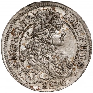 Śląsk, Józef I, 3 krajcary 1707 FN, Wrocław - rzadki