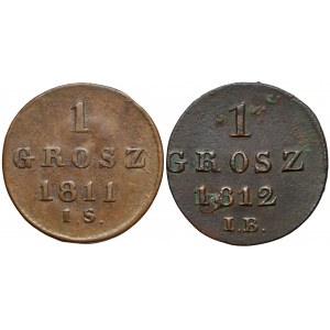 Księstwo Warszawskie, 1 grosz 1811 i 1812 (2szt)