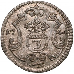August III Sas, 3 halerze 1744 FWóF, Drezno