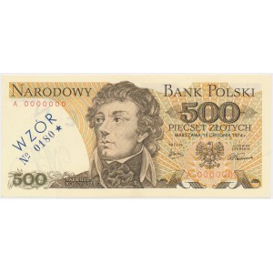 500 złotych 1974 - WZÓR - A 0000000 - No.0180