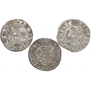 Czechy, Ferdynand II, 3 krajcary Praga 1633-1635 (3szt)