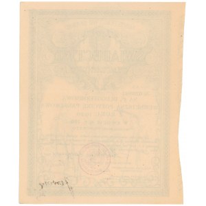 5% Poż. Długoterminowa 1920, Świadectwo tymczasowe 100 mkp - gruby papier