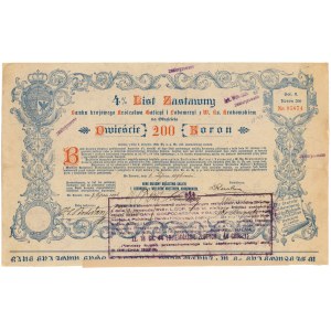 Lwów, Bank Krajowy, List zastawny 200 kr 1896