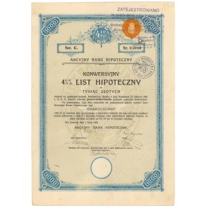 Lwów, Akc. Bank Hipoteczny, List hipoteczny na 1.000 zł 1926