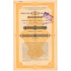 Pierwsza Węgiersko-Galicyjska Kolej Żelazna, ZAPIS DŁUGU (obligacja), 200 guldenów 1887