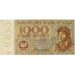 DRUK PRÓBNY Miasta Polskie 1.000 złotych 1965 - duży format, znak wodny i powtórzony nominał