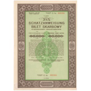 Okupacja, Bilet Skarbowy Em.6 Litera O 50.000 zł 1942