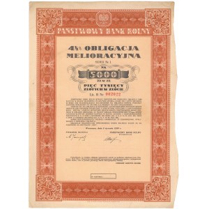 Państwowy Bank Rolny, Obligacja Melioracyjna na 5.000 zł 1939