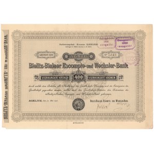 Bielsko, Bielitz-Bialaer Escompte und Wechsler Bank (Śląski Bank Eskontowy), 400 koron 1907