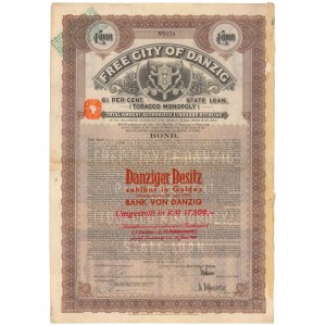 Gdańsk, Tobacco Monopoly, 1.000 funtów 1927 - rzadka