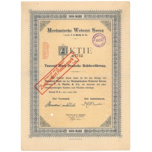 Żary, Mechanische Weberei Sorau vorm. F. A. Martin & Co., 1.000 mk 1921