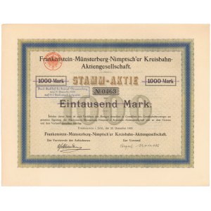 Ząbkowice Śląskie, Frankenstein-Münsterberg-Nimptsch'er Kreisbahn-AG, 1.000 mk 1910