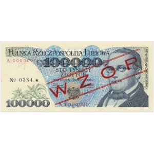100.000 złotych 1990 - WZÓR - A 0000000 - No.0384
