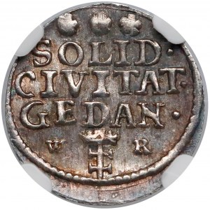 August III Sas, Szeląg Gdańsk 1753 WR - W SREBRZE