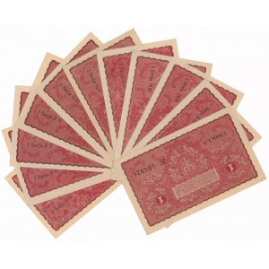 1 mkp 08.1919 - duże litery - kolekcja różnych serii (11szt)