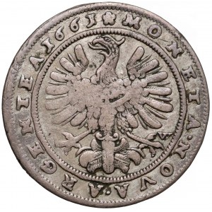 Sliezsko, Ľudovít IV. z Legnice, 15 krajcars 1661, Brzeg - BEZ ZNAČKY