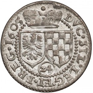 Śląsk, Jan Krystian i Jerzy Rudolf, 3 krajcary 1605, Złoty Stok - (Z4) - piękne