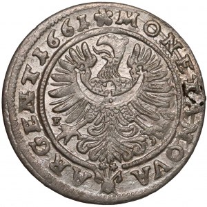 Śląsk, Chrystian wołowski, 3 krajcary 1661 EW, Brzeg - ze znakiem