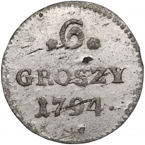 Poniatowski, 6 groszy 1794 - mała data - ładne