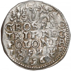 Zygmunt III Waza, Trojak Poznań 1596 - data na Rw. - błąd SIG•I