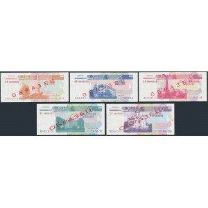 Naddniestrze, 1-100 rublei 2000 SPECIMEN (5szt)