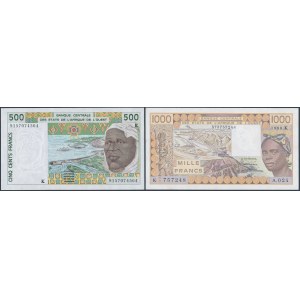 Afryka Zachodnia, Senegal 500 i 1.000 francs 1990-1991 (2szt)