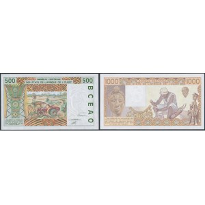 Afryka Zachodnia, Senegal 500 i 1.000 francs 1990-1991 (2szt)