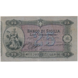Italy, Sicily 25 Lire 1883
