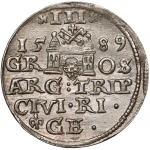 Zygmunt III Waza, Trojak Ryga 1589 - znak przed GE