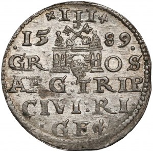 Zygmunt III Waza, Trojak Ryga 1589 - znak na końcu