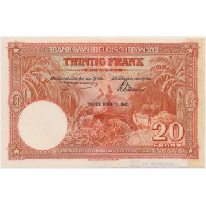 Kongo Belgijskie, 20 francs 1943 SPECIMEN No.22