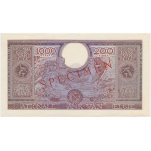 Belgium, 1.000 Francs = 200 Belgas 1943 (1944) SPECIMEN