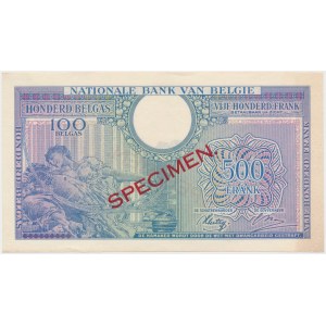 Belgium, 500 Francs = 100 Belgas 1943(1944) SPECIMEN
