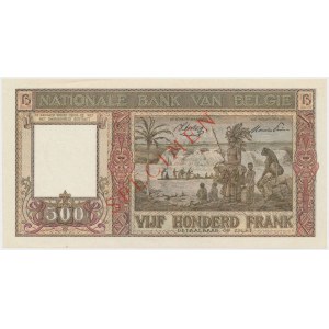Belgia, 500 francs (1944-1945) SPECIMEN