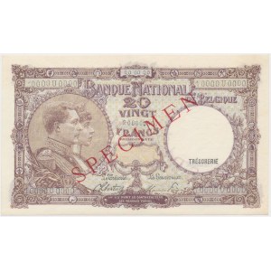 Belgium, 20 Francs ND (1940-1947) SPECIMEN