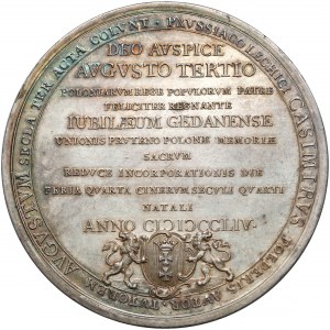 August III Sas, Medal Gdańsk, 300-lecie przyłączenia Prus do Polski 1754 - EFEKTOWNY