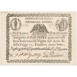 Italy, Repubblica Romana 9 Paoli 1798