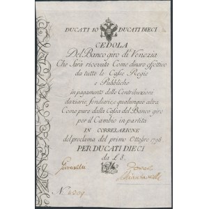 Włochy, Banco Giro di Venezia - Cedola 10 ducati 1798