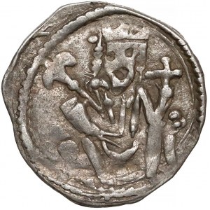 Węgry, Bela IV (1235-1270), Denar - BELA REX / król na tronie