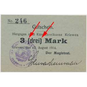 Kriewen (Krzywiń), 3 mk 1914 spłaszczone nawiasy