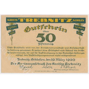 Trebnitz (Trzebnica), 50 pfg 1920 DRUK PRÓBNY perforacja SELMAR BAYER