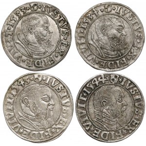 Prusy, Albrecht Hohenzollern, Grosze Królewiec 1533-1544 (4szt)