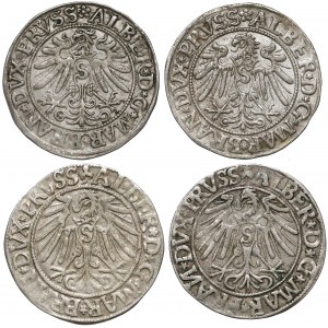 Prusy, Albrecht Hohenzollern, Grosze Królewiec 1533-1544 (4szt)