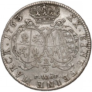 August III Sas, Gulden (2/3 talara) 1763 FWóF, Drezno - rzadki