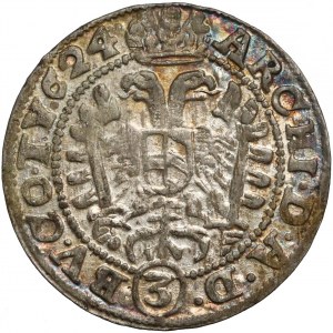 Śląsk, Ferdynand II, 3 krajcary 1624 BZ, Wrocław - REX - piękny