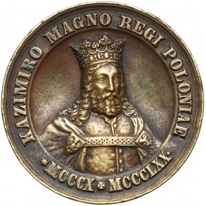 Medal Kazimierz Wielki, 500-lecie Uniwersytetu Jagiellońskiego Kraków 1864 - efektowny